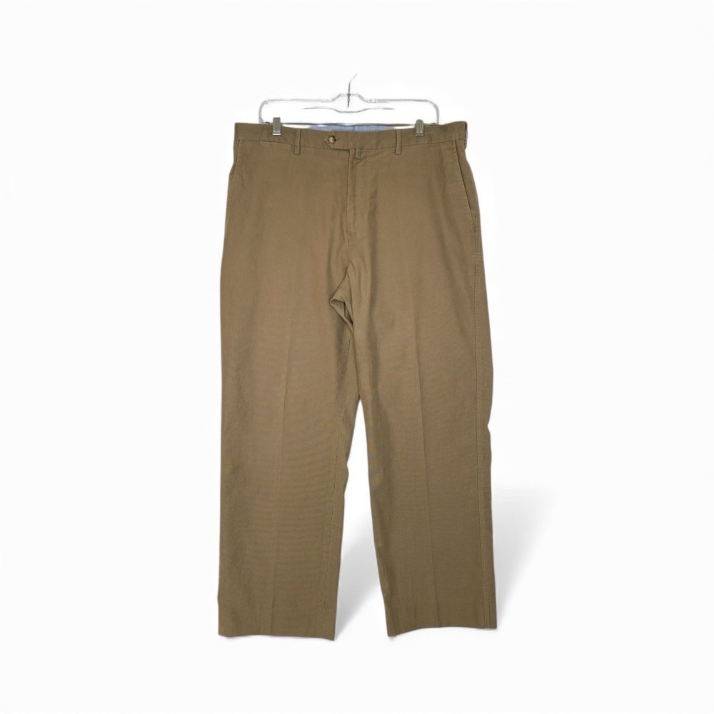 Faconnable Chino Pants Men 36x 29 Tan Flat Front Straight Leg Preppy Minimalist